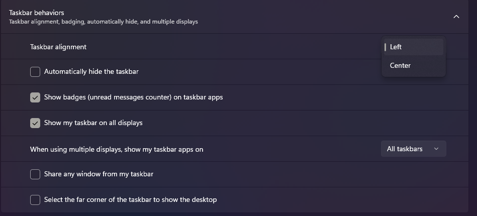 Windows 11 Taskbar Behavior