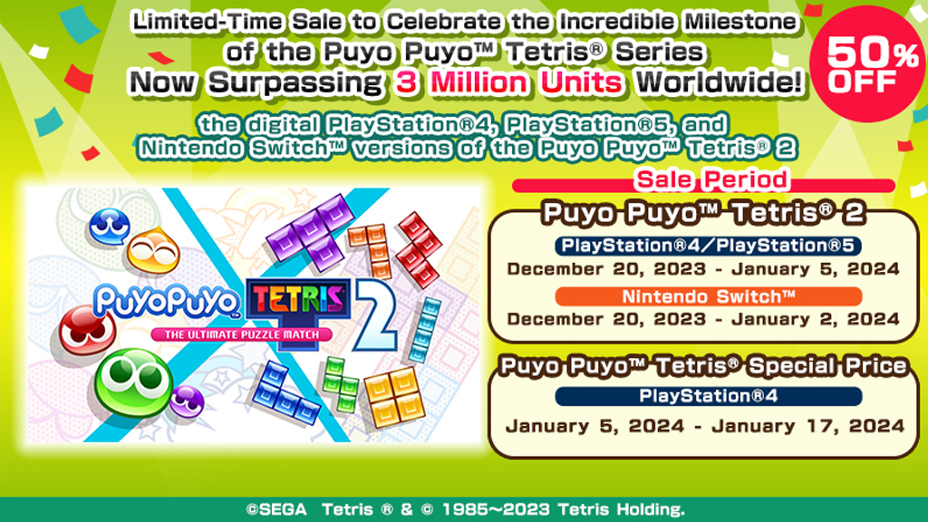 Limited-Time Sale to Celebrate the Incredible Milestone of the Puyo Puyo™ Tetris® Series