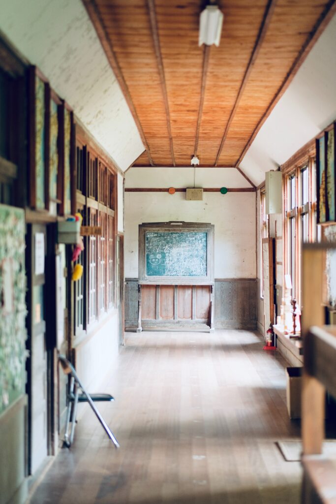 old japanese school hallway